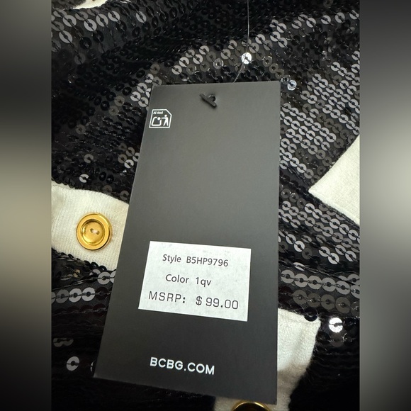 BCBG Black and White Sequin Cardigan size S new with tag - Picture 7 of 12
